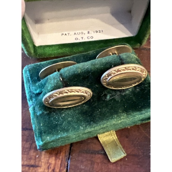 Antique Oval Cufflinks Design Signed CLP Co and Box - Picture 5 of 9